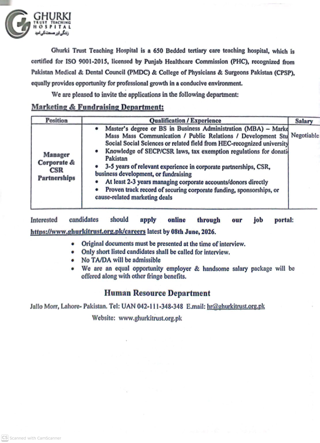 Manager Corporate & CSR Partnerships